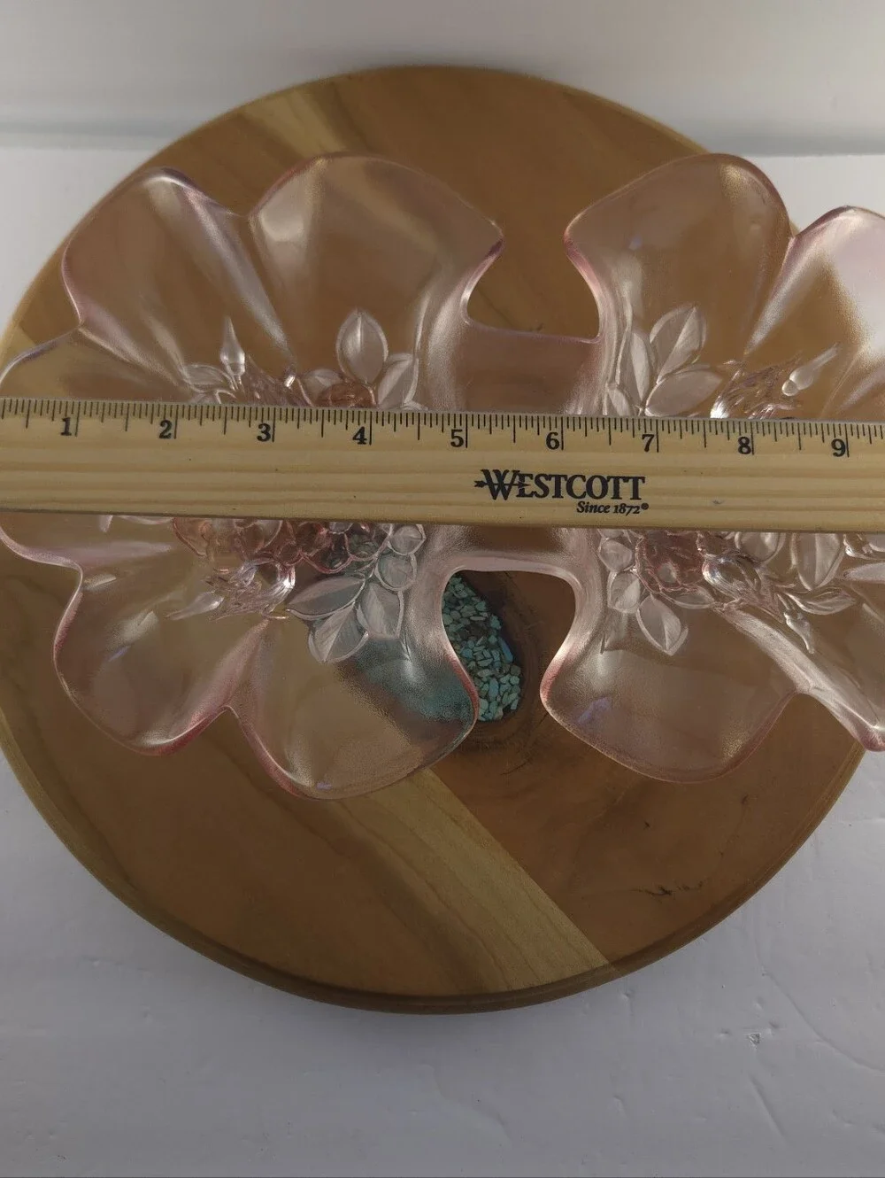 Mikasa Rosella Pink Glass Double Serving Bowl, Vintage